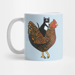 Tuxedo Cat On  A Wyandotte Chicken Mug